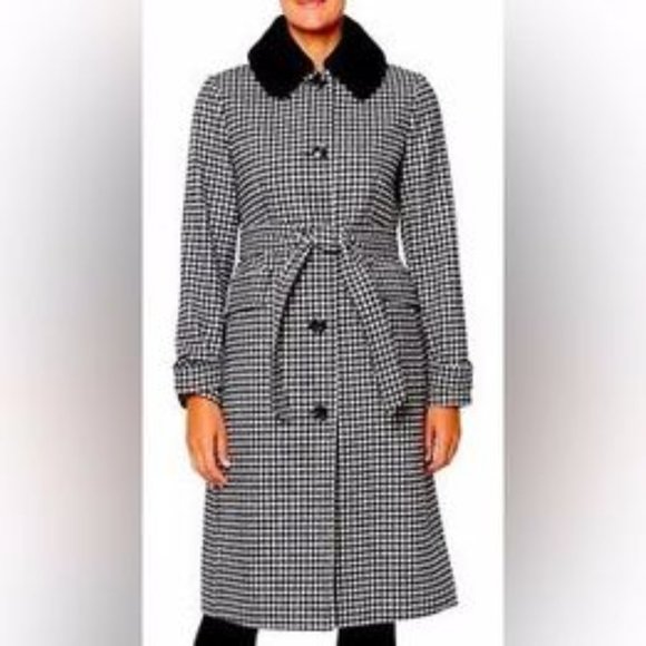 Brand New KATE SPADE NEW YORK Gingham Single Breasted Belted Coat - Picture 3 of 9